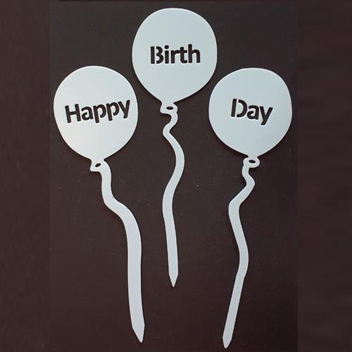 Cake topper Happy Birthday Ballonnen blauw | kunststof taartdecoratie (Acryl)